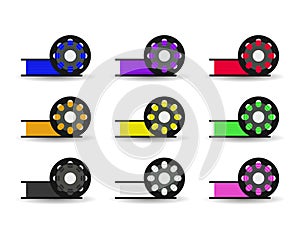 Vector set flat color spool for 3D printer, plastic for 3D printer
