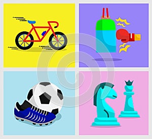 Vector set of flat design style sports icons