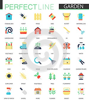 Vector set of flat Flower and Gardening icons.