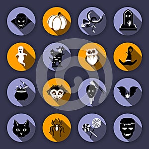 Vector Set of Flat Icons For Halloween