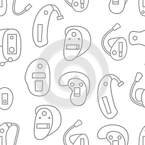 Vector set with flat line hearing aids icons