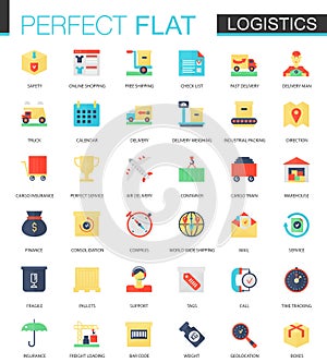 Vector set of flat Logistics transportation icons.