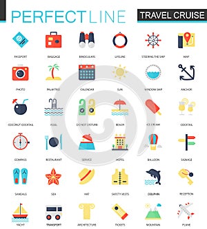 Vector set of flat Travel cruise icons.