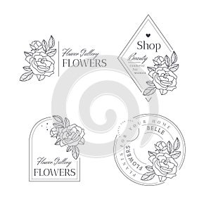 Vector set flower logo template illustration.