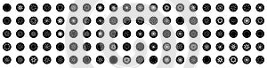 vector: set of 100 flowers in a black icon. vector illustration. with colors black and white