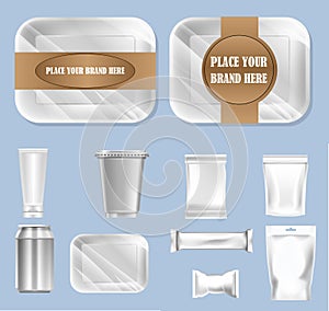 Vector set of food trail and white polyethylene