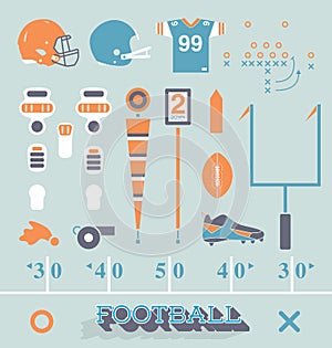 Vector Set: Football Equipment Icons and Symbols