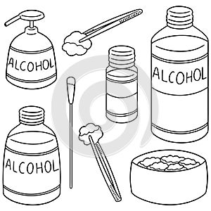 Vector set of forcep, alcohol and sterile cotton