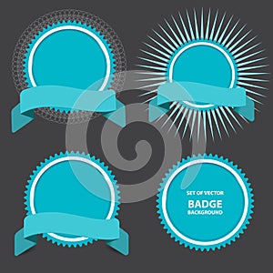 Vector set of four badges with ribbon