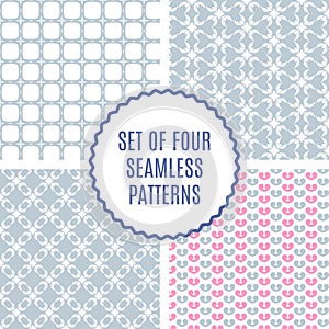 Vector set of four Cute Patterns. Seamless texture for paper or