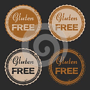 Vector set of four grunge signs Gluten Free