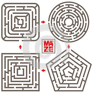 Vector Set. Four Isolated Maze Elements