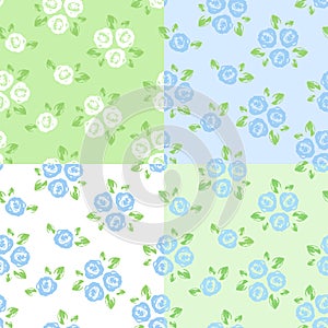 vector set of four seamless patterns with roses.