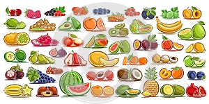Vector set of fresh Fruits and Berries