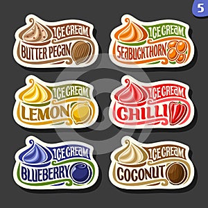 Vector set of fruit Ice Cream labels