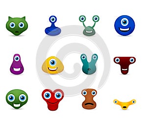 Vector set of funny monsters emoticon