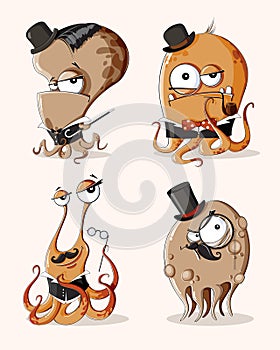 Vector set of funny retro monsters