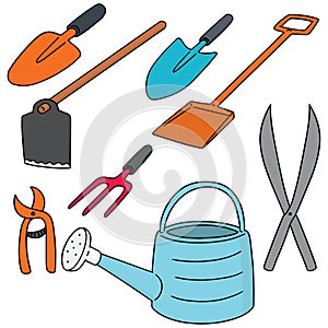 Vector set of gardening tool