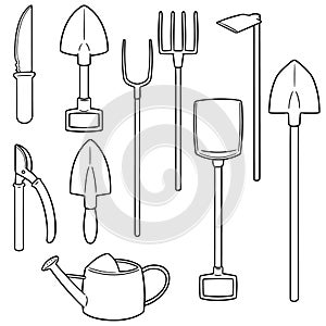 vector set of gardening tool