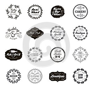 Vector set of geometric abstract logos, badges. Hipster, modern style. Identity for company .