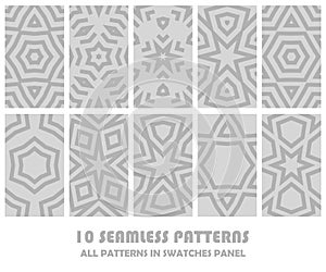 Vector set of geometric seamless patterns for design