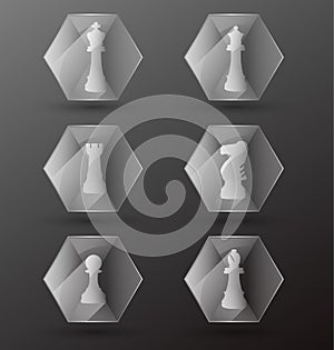 Vector Set: Glass Chess Piece Icons