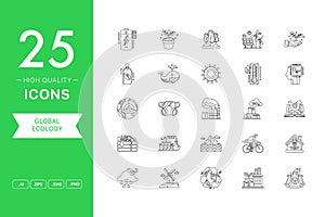 Vector set of Global Ecology icons