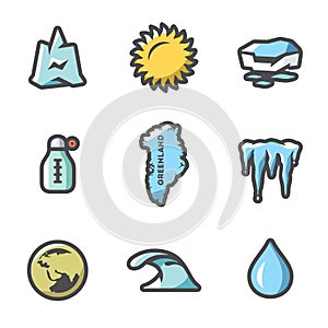 Vector Set of Global warming Icons.