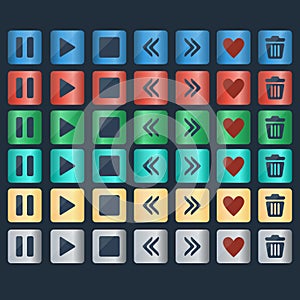 Vector set of glossy buttons icons for web design