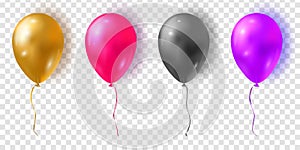 Vector set of glossy colorful balloons. Realistic air 3d balloons