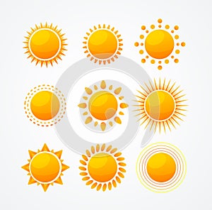 Vector Set of glossy sun icon set