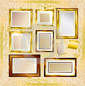 Vector set of gold frames
