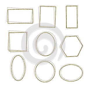 Vector set of golden frames simple shape