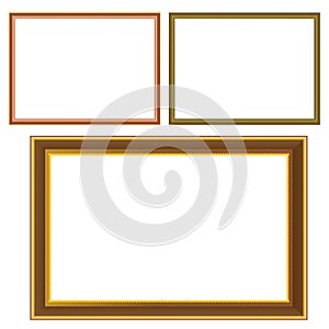 Vector set of a golden picture frame in retro style