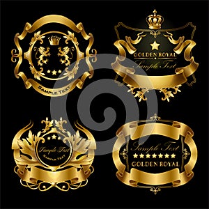 Vector set of golden royal stickers or emblems