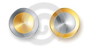 Vector set golden and silver web luxury award banners. Vector premium web metalic banners or buttons. Gold and silver