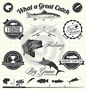 Vector Set: Gone Fishing Labels