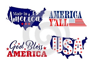 Vector set of graphic design 4th of july. Independnce day illustrattion Quotes and logo design. Vector Illustrate