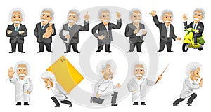 Vector set of gray-haired old man illustrations.