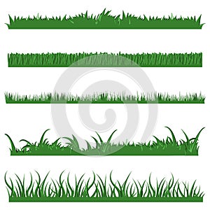 Vector Set of Green Grass Horisontal Elements