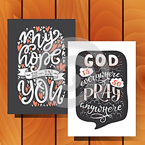 Vector set of greetings card with religions lettering.