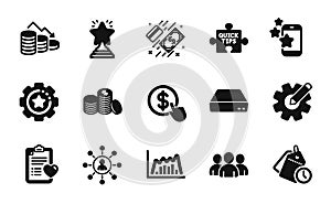 Vector set of Group, Best app and Banking money icons simple set. Vector
