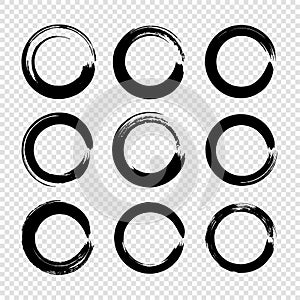 Vector set grunge circle brush strokes for frames, icons, design elements