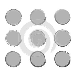 Vector set of grunge circle brush strokes for frames, icons, design elements