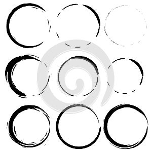 Vector set of grunge circle brush strokes. Set 3