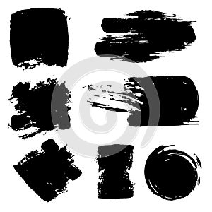 Vector set of grunge textures, ink strokes, paint spots.
