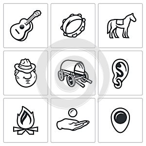 Vector Set of Gypsy Camp Icons.