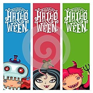 Vector set of Halloween banners with children