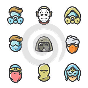 Vector Set of Halloween Costume Icons.