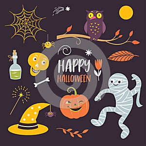 Vector set Halloween design elements